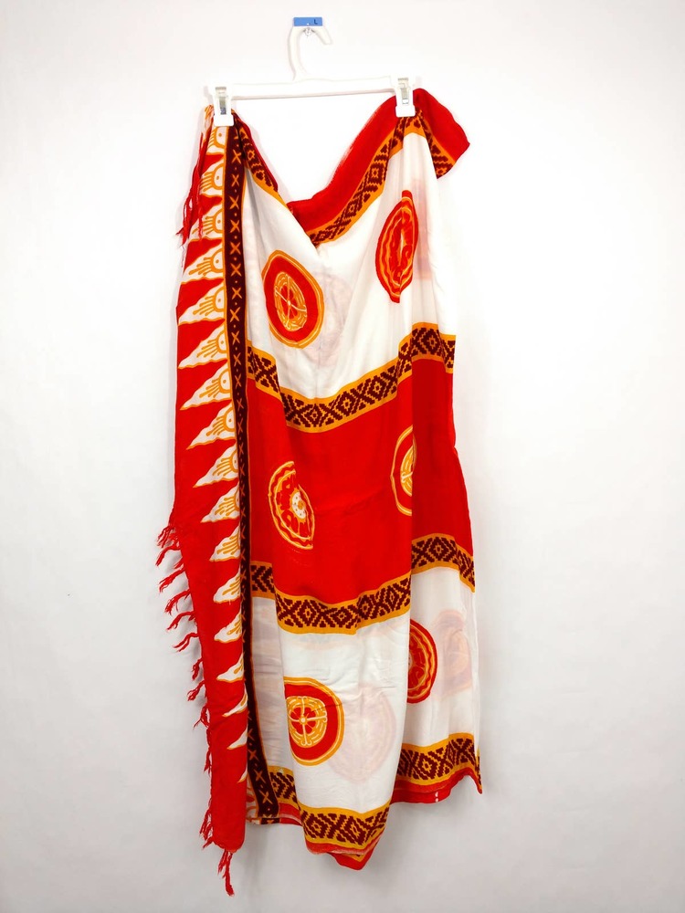 Orange geometric design shawl or wrap
